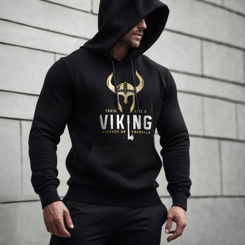 Train like a Viking! Victory or Valhalla - Pulóver / Fekete