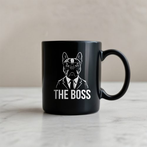 The Boss - Francia bulldog fekete bögre