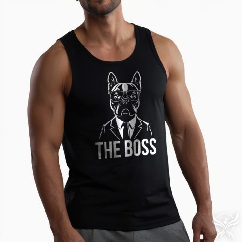 The boss - Francia bulldog / Fekete classicfit trikó 